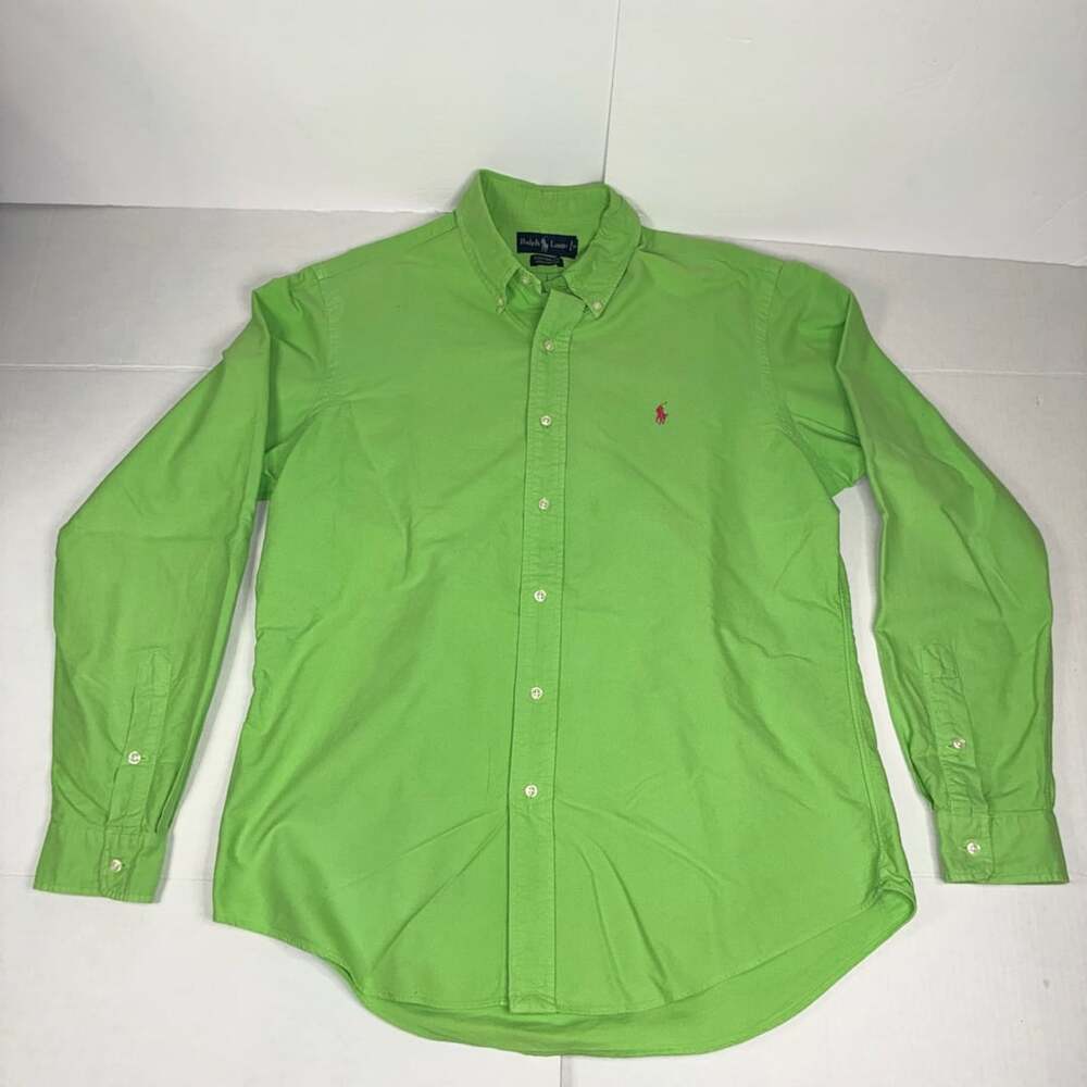 Ralph Lauren Mens Neon Green Long Sleeve Button-Down Shirt Size L